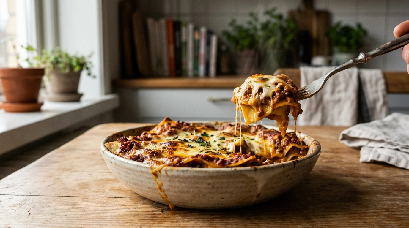 Nem lasagne med hakket oksekød på 40 minutter